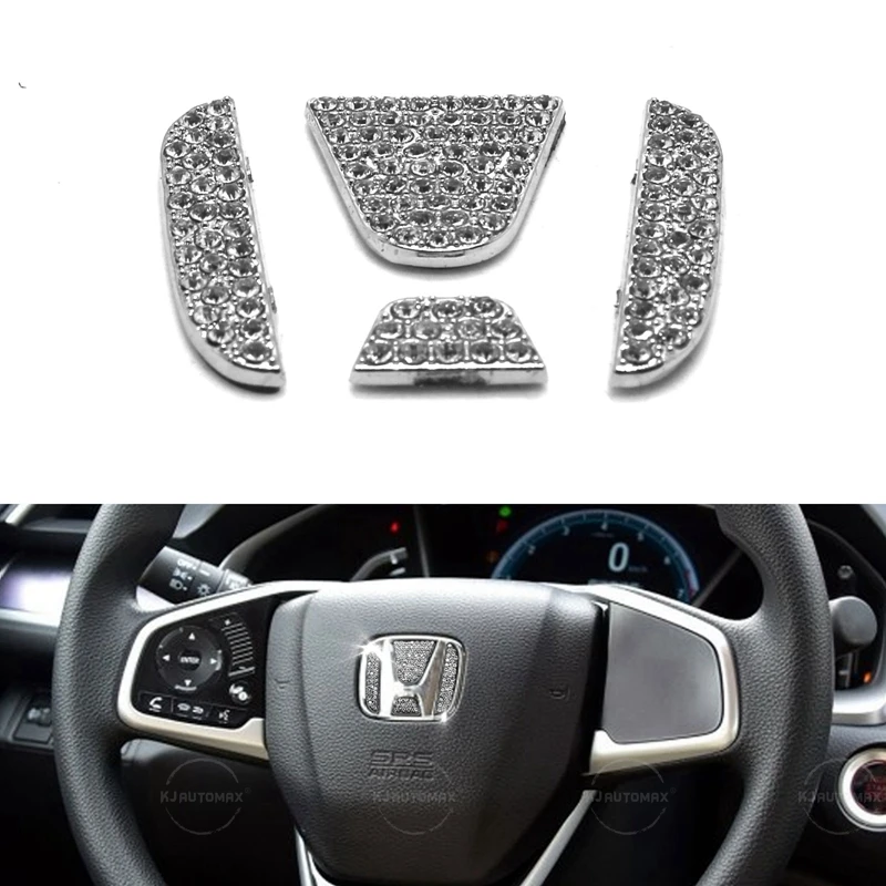 Рулевое колесо яркий логотип алмазная эмблема наклейка KJAUTOMAX для Honda Civic CRV Accord