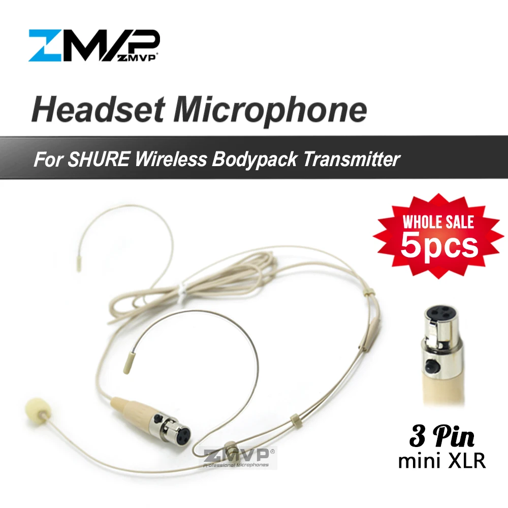 5 шт./лот профессиональная 3pin XLR TA3F гарнитура головной кардиоид 3 контактный