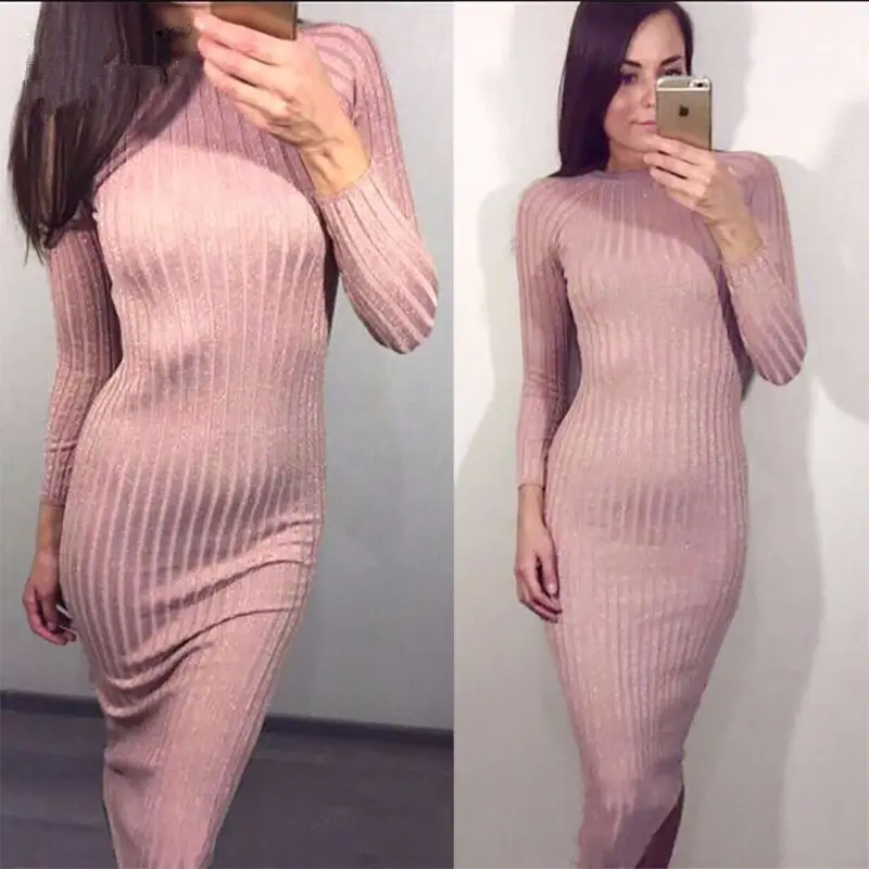 Тонкое и яркое шелковое платье с круглым вырезом длинными рукавами женские