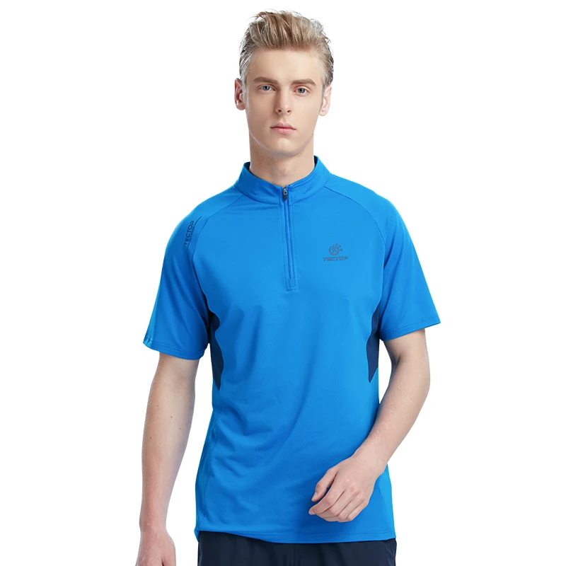 Уличные спортивные летние быстросохнущие мужские футболки 1/4 с воротником на