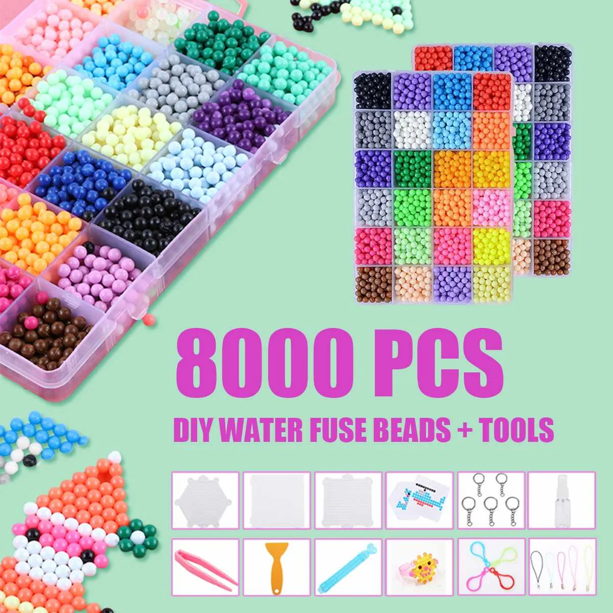 8000 шт разные цвета DIY воды липкий предохранитель Бусины пластиковые смешные развивающие игрушки рукоделие для детей день рождения Рождество год подарки