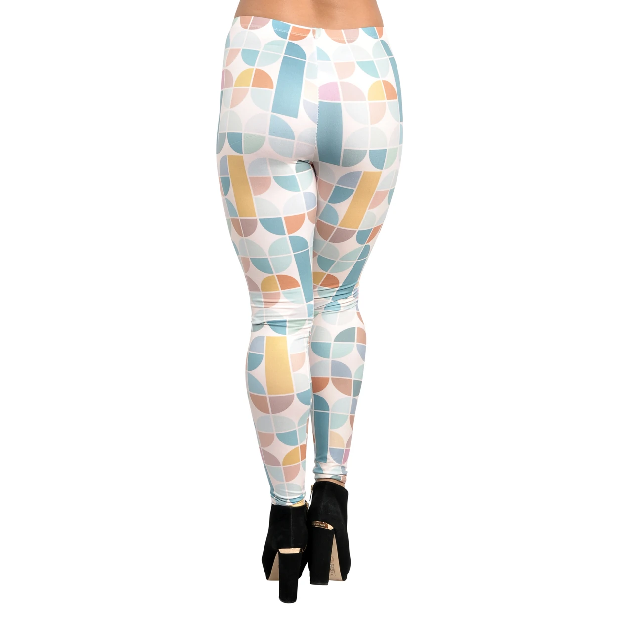 Женские Ретро пастельные леггинсы средней длины белого цвета | Женская одежда