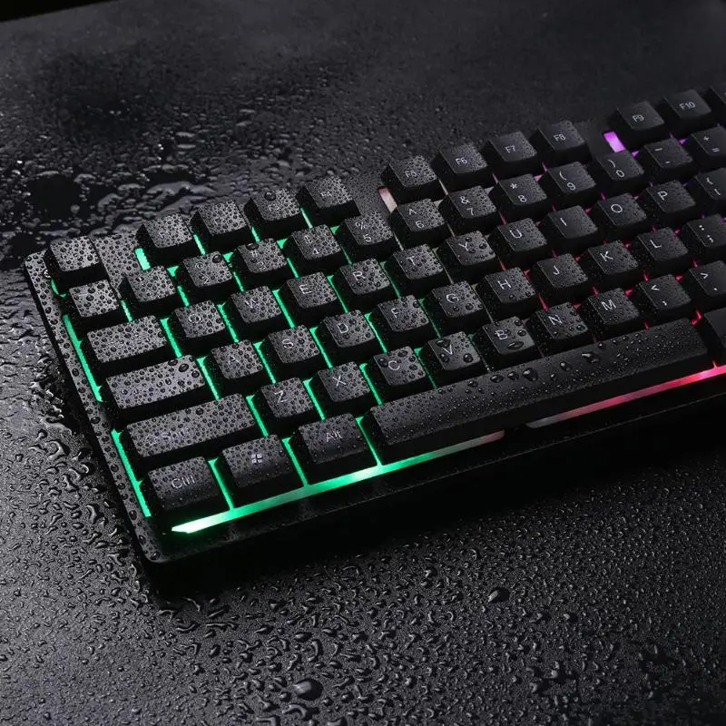 RGB подсветка с подсветкой игровая клавиатура подвеской Радуга USB Проводная Игра