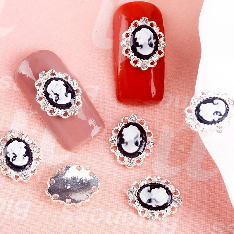 Blueness 10Pcs/Lot 3D Beauty Girl Gems Nail Art Rhinestones Charms DIY Strass Studs Silver Alloy Nails Decorations Crystals | Красота и