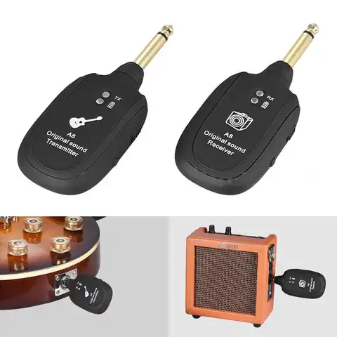 Беспроводная гитарная система UHF, передатчик, приемник, Встроенный перезаряжаемый беспроводной гитарный передатчик