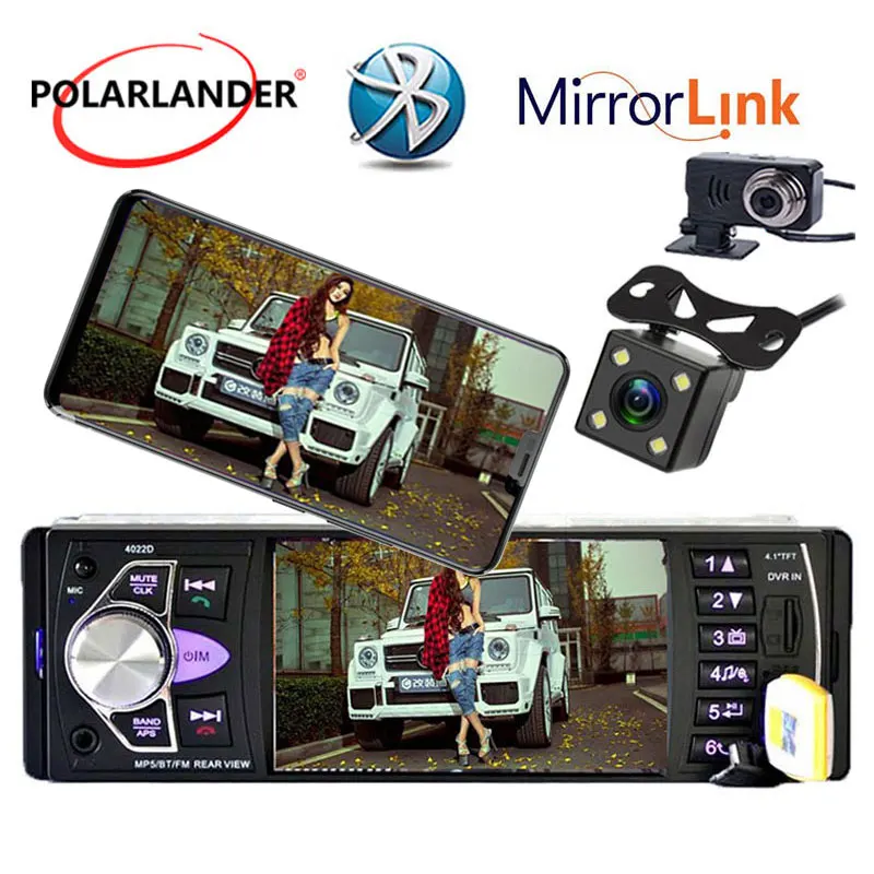 Автомагнитола 4 1 дюйма Full HD экран Bluetooth автомагнитола FM/USB/SD/TF/DVR/камера вход MP5