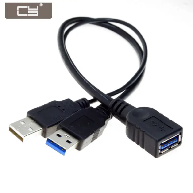 

Zihan CY USB 3.0 Female to Dual USB Male Extra Power Data Y Extension Cable for 2.5" Mobile Hard Disk Black Color