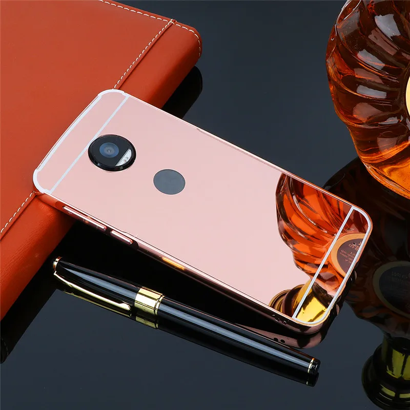 Чехол для Motorola Moto G6 Plus металлическая рамка с зеркальным эффектом задняя крышка