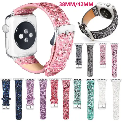 Новый Блестящий блестящий новый ремешок iWatch 38 мм 42 для Apple Watch женские вечерние