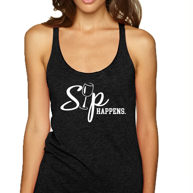 Women's Tank Top Sip Happens Wine Lovers Shirt Drink |