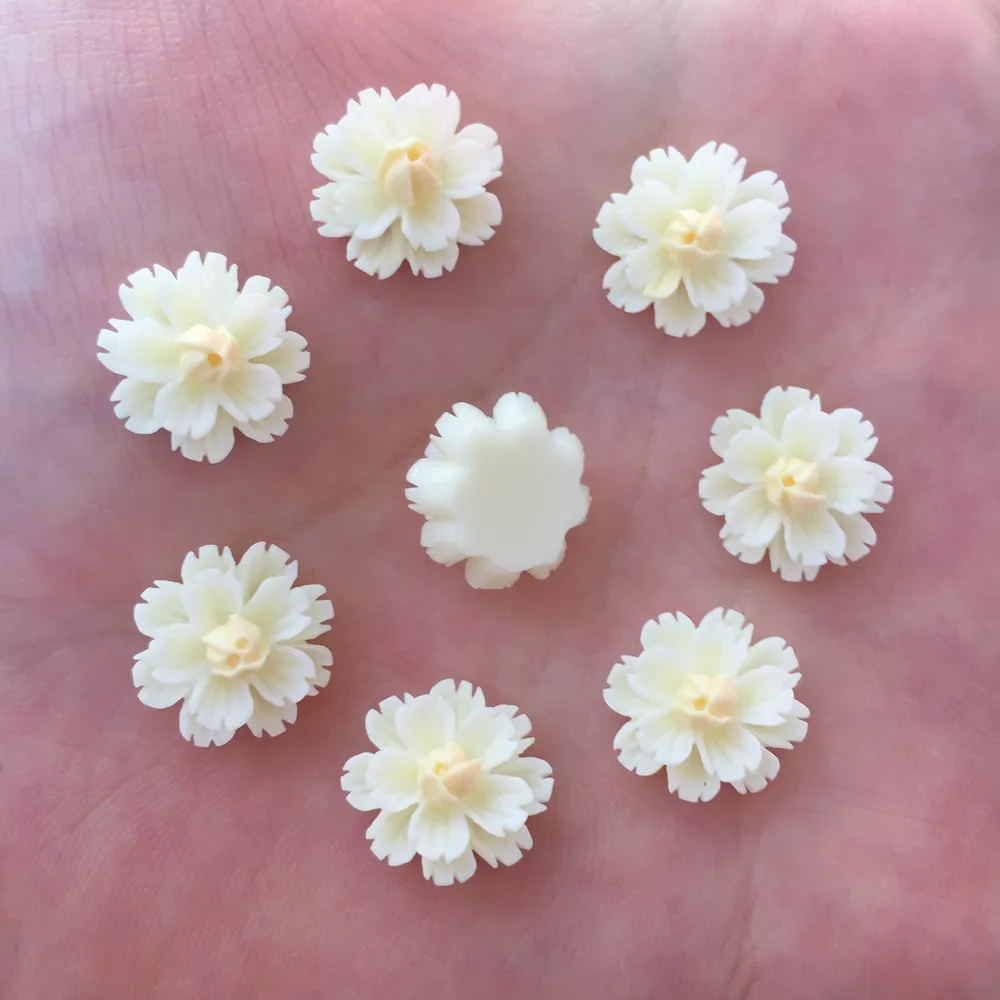 Новинка 80 шт. Смола 13 мм 3D цветок с плоской задней стороной украшение DIY скрапбук