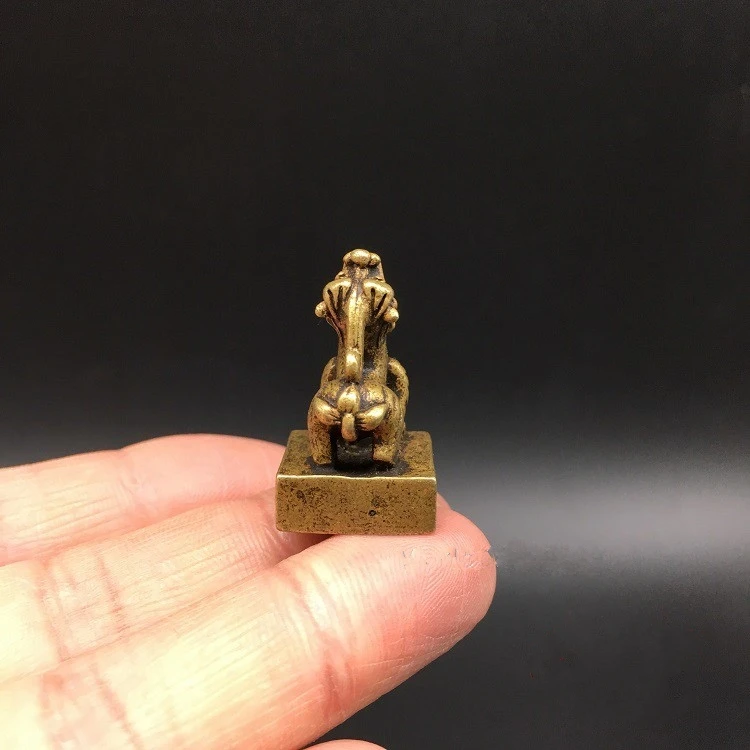 Собранные китайские латунные Резные животные Kirin Seal изысканные маленькие
