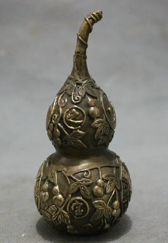 Народный Китайский Бронзовый феншуй Exorcise 8 диаграмм ZhenZhai Gourd Cucurbit статуя | Дом и