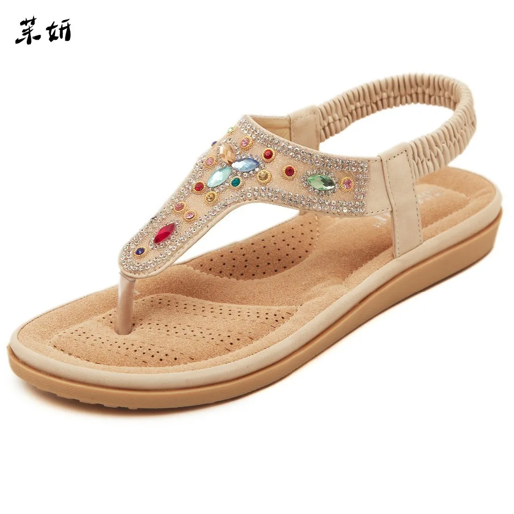 

Women Sandals Female Fahion Bohemia Women Shoes Slipper Rhinestone Shoes Women Summer Flats Plus Size Free Shipping