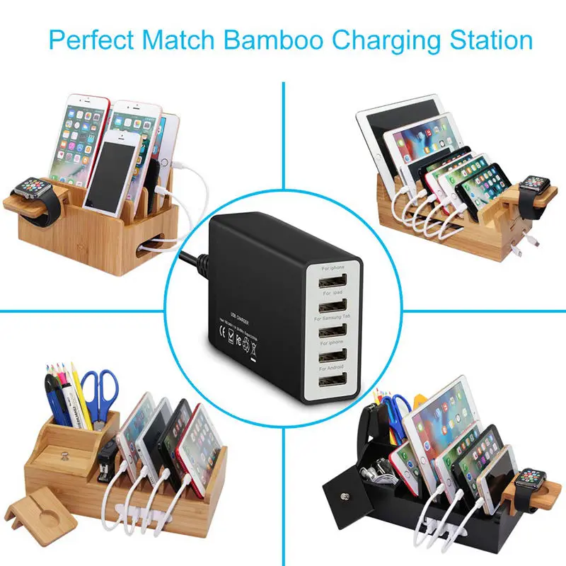 AABB-5-Port USB зарядное устройство с несколькими портами 40 Вт 8А настольная зарядная