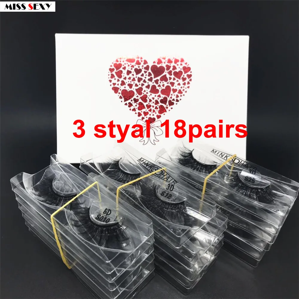 Miss sexy lash 18D 3D норковые накладные ресницы толстые ручной работы макияж набор