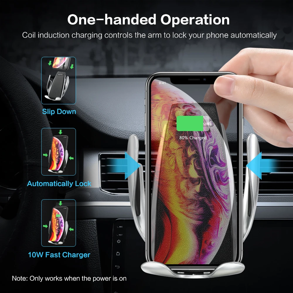 Автомобильное беспроводное зарядное устройство CASEIER 10 Вт для iPhone Samsung