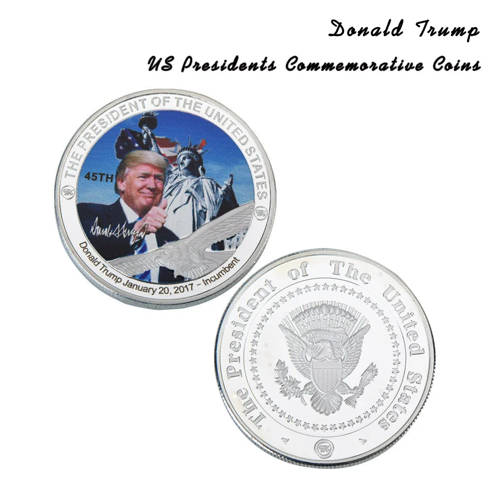 Памятная монета WR с серебряным покрытием Дональда Трампа США 45 й президент для
