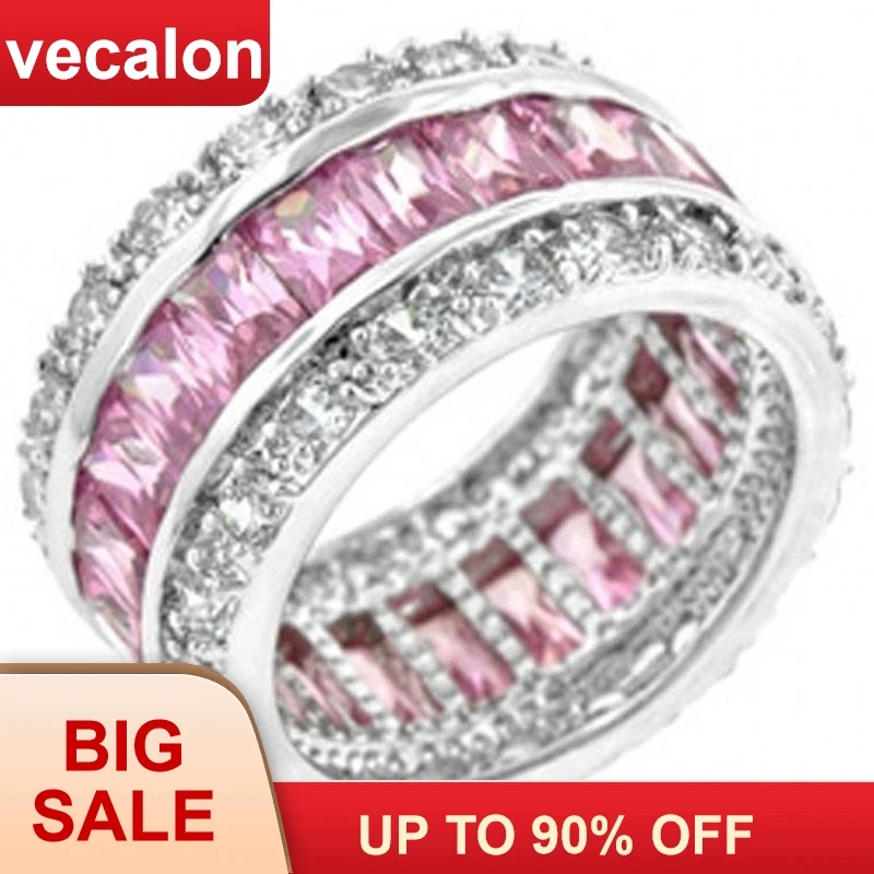 Женское кольцо из серебра 925 пробы с фианитом и розовым камнем|wedding band ring|band ringfashion