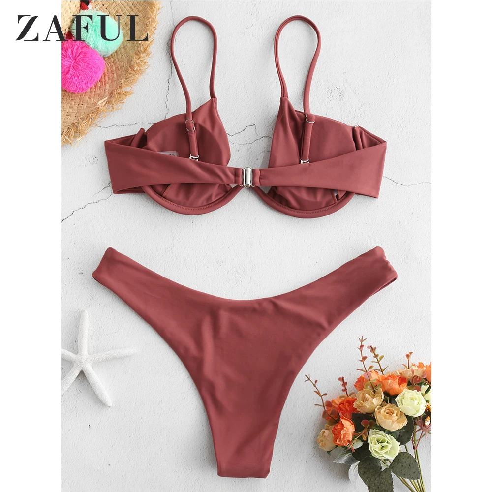 ZAFUL новинка W образное мягкое бикини на косточках 2019 тонких бретельках