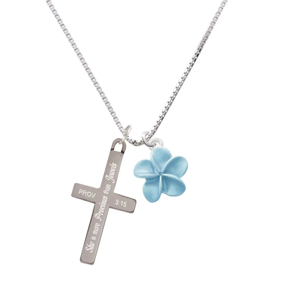 Синий цветок плюмерии она более драгоценное крест ожерелье|Подвески| |