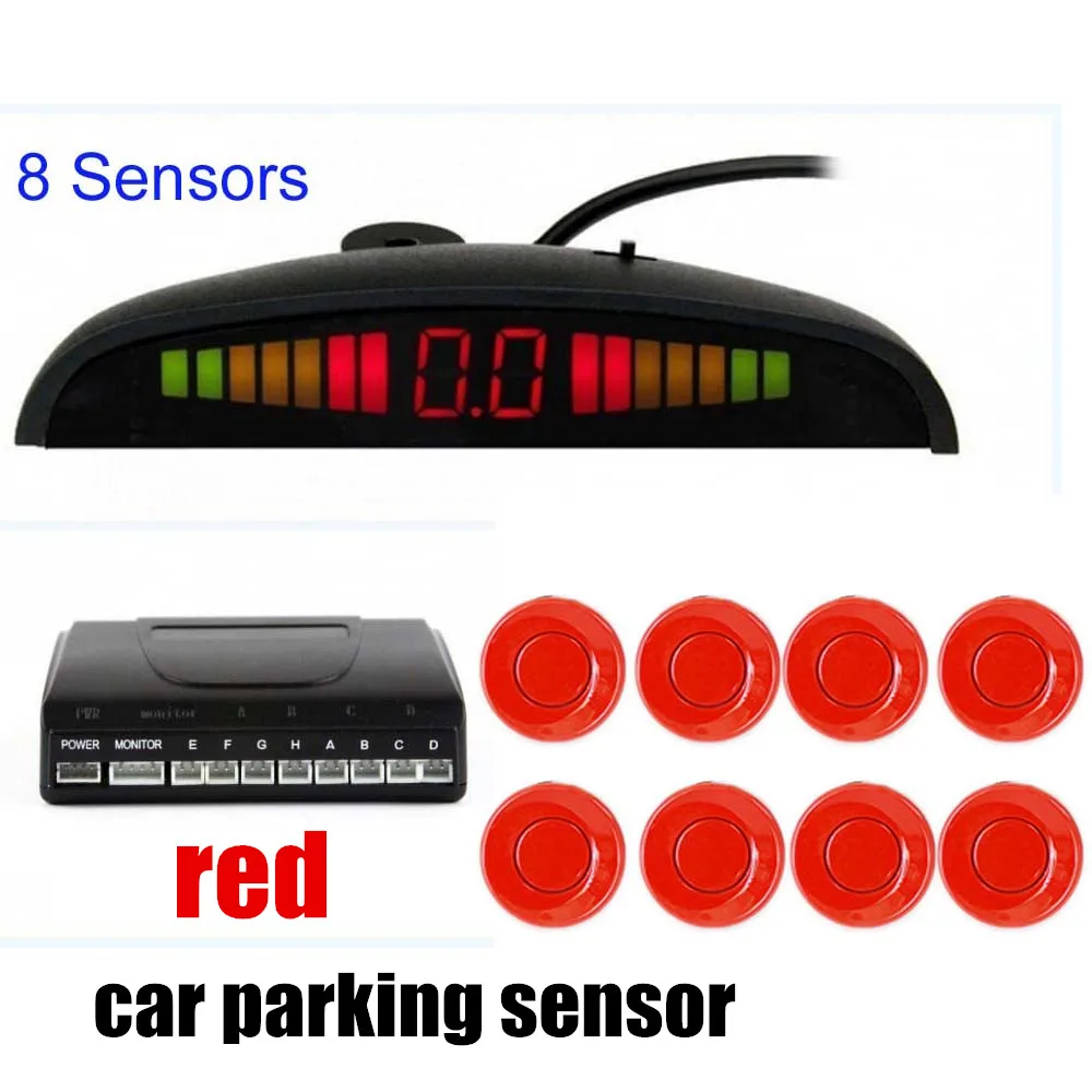 

Radar Monitor System 22.5mm 12V for all cars alarm alert BEBE loud Reverse Assistance Car LED Parking Sensor Kit 8 Sensors