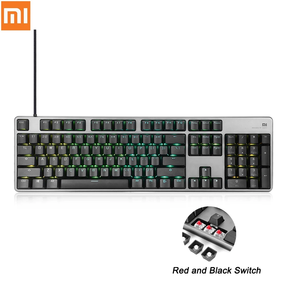 Xiaomi mi Ga ng клавиатура 104 клавиш полная n клавишная механическая красный/черный