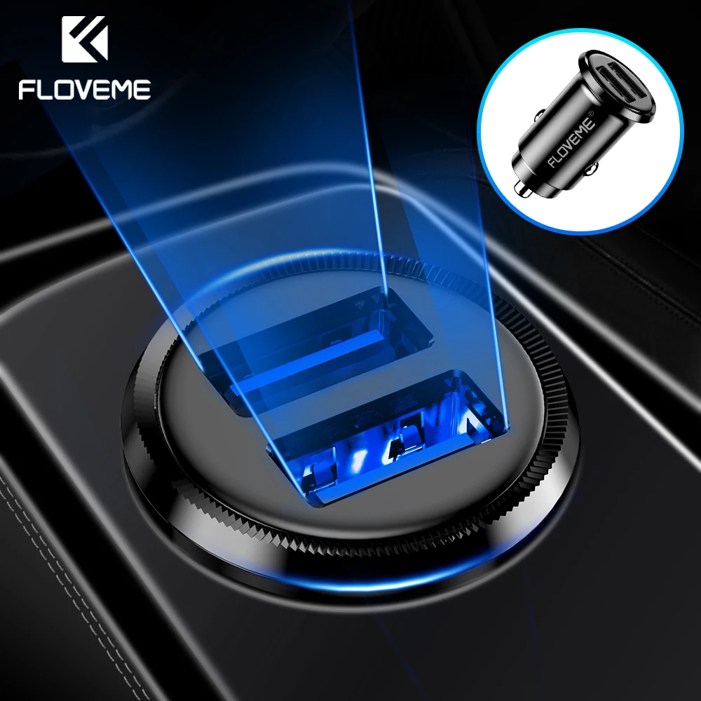 Автомобильное зарядное устройство FLOVEME для iPhone XS 8 Plus 3 1 А супер мини два USB быстрая