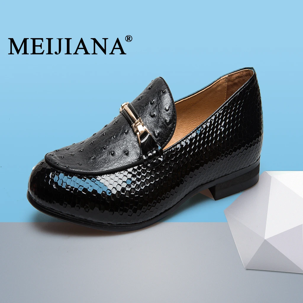 MEIJIANA Big Size Spring and Autumn Fashion Men's Casual Shoes Handmade Leather Men Loafers Brand Black | Обувь