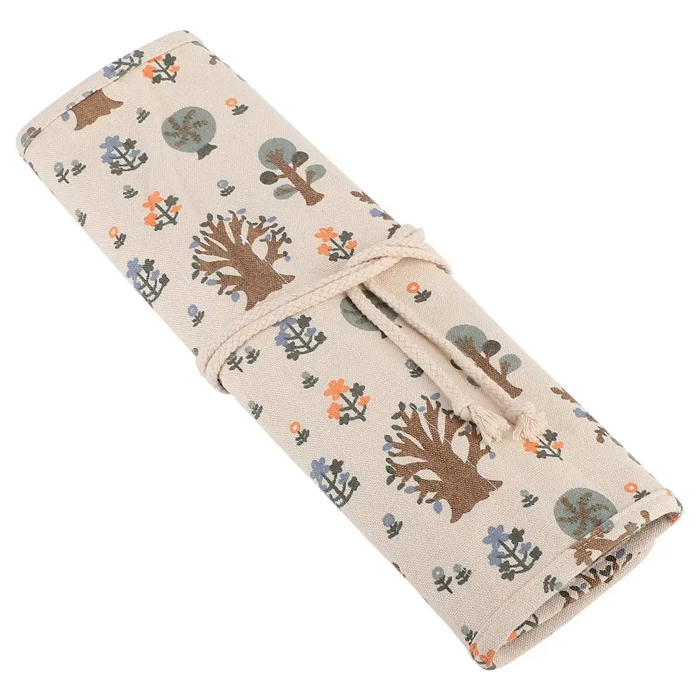 Floral Print Roll Up Pencil Bag Wrap Curtain Pen Case Large Capacity Storage Pouch | Дом и сад