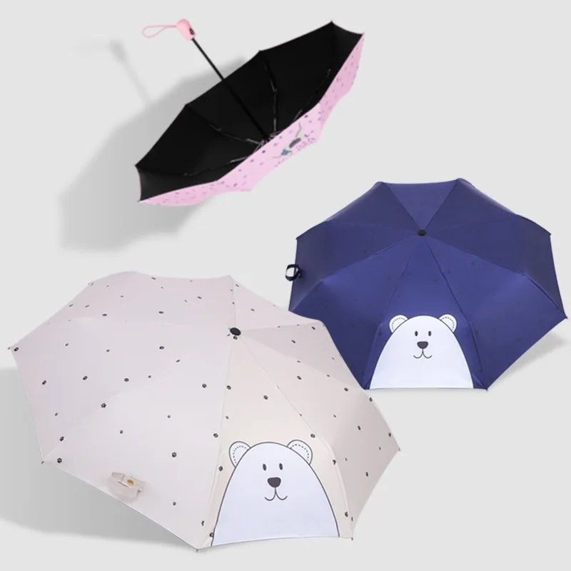 Cartoon Animation Fully Automatic Parasol Fold Small Mini Umbrella Rain And Men |