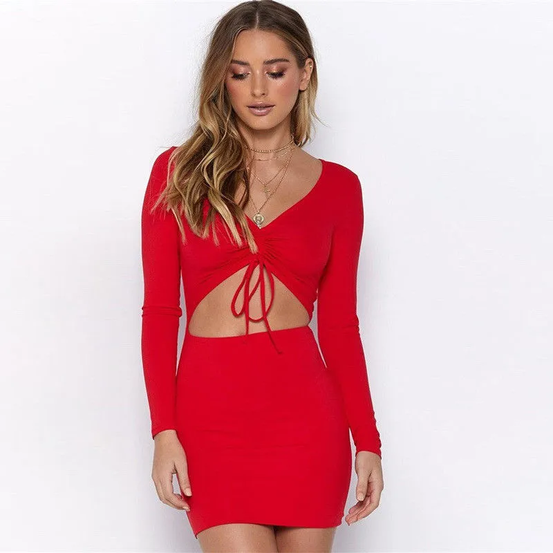 2018 женское сексуальное однотонное облегающее Бандажное платье vestidos модное