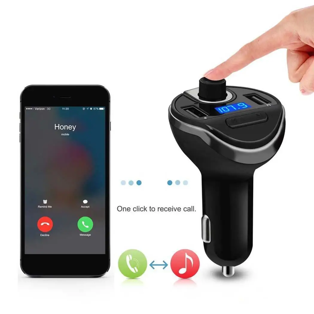 Wookray автомобильный fm передатчик Bluetooth двойной зарядное устройство usb