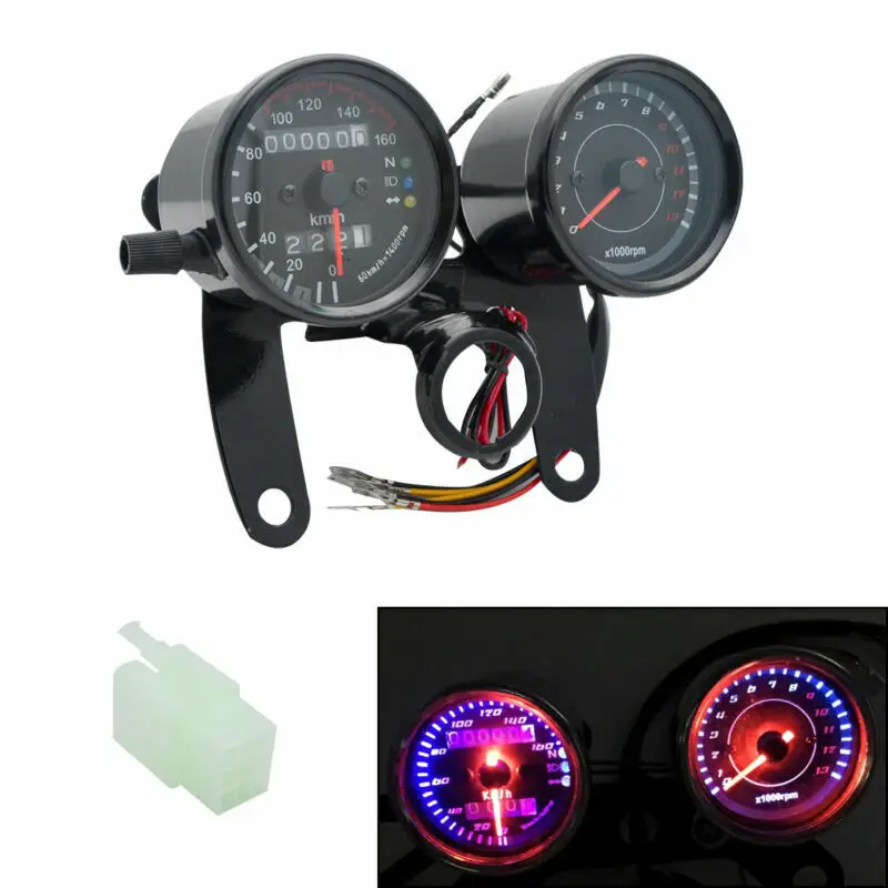 12V Motorcycle Speedometer Tachometer Dual Gauge Kit Fit for All Tradition Equipment Accessories | Автомобили и мотоциклы