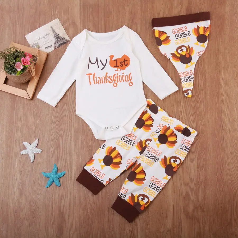 Pudcoco 2019 Brand New Thanksgiving Newborn Baby Boy Girl Top Romper Pants Outfits Set Clothes | Детская одежда и обувь