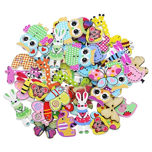 20 # Новые Креативные дешевые 50x смешанные мультфильм животных 2 отверстия