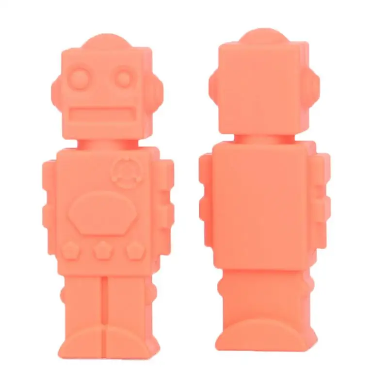 

1pcs Robot Shape Baby Teether Children Pencil Pen Cap Silicone Food Grade Teethers For Children Kids Teething Toy Dental Care