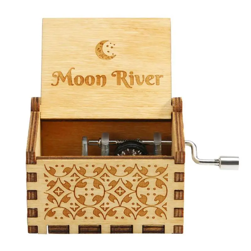 2019 New Hot Sale Antique Wooden 18 Tones Music Box Hand Cranked Musical Christmas Birthday Gift For Home Decoration
