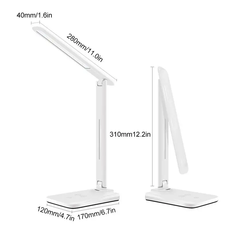 Светодиодный настольная лампа с беспроводной зарядки по стандарту QI USB
