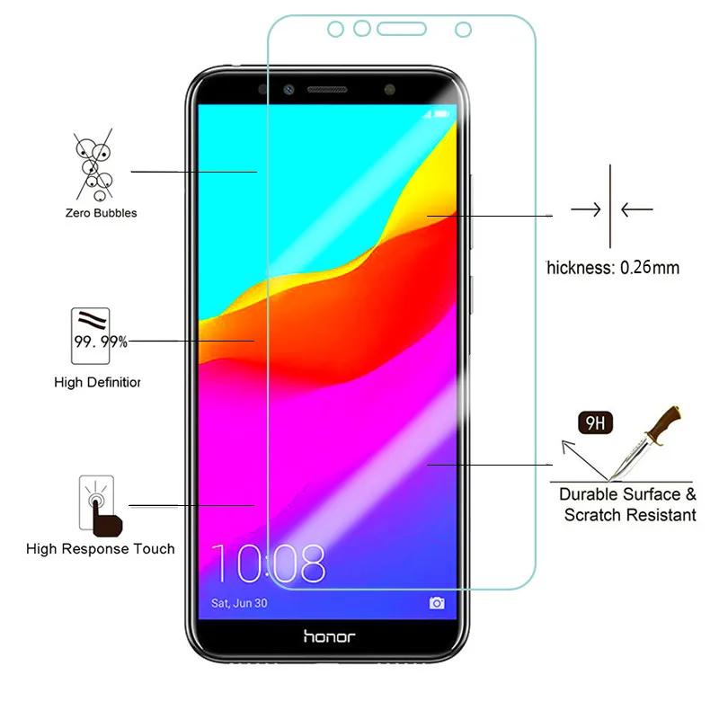 9H закаленное стекло для Huawei P smart 2019 Plus Honor 7A 7C Pro 8C защита экрана на Nova 4 3 3i Y6 Y7 Prime