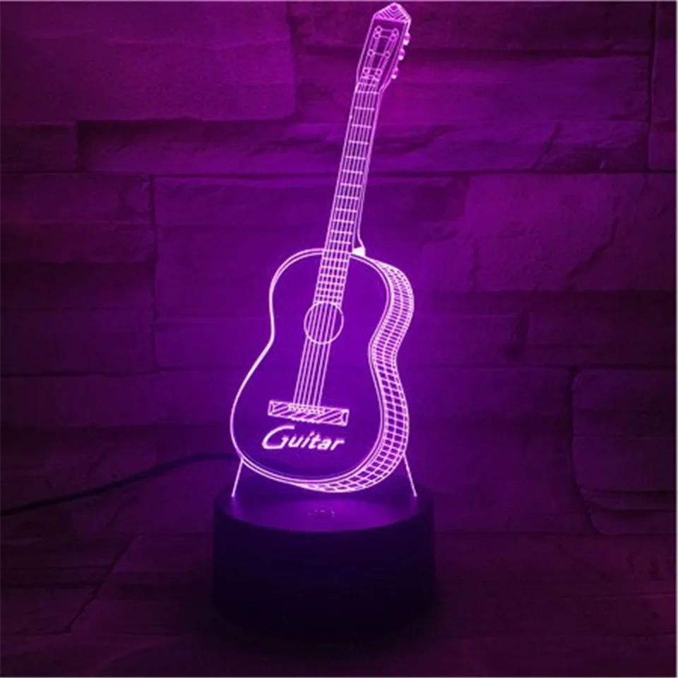 Новогодние подарки 3D USB led ночник гитара гостиная Настольная лампа гитарра настольная подарок для родителей