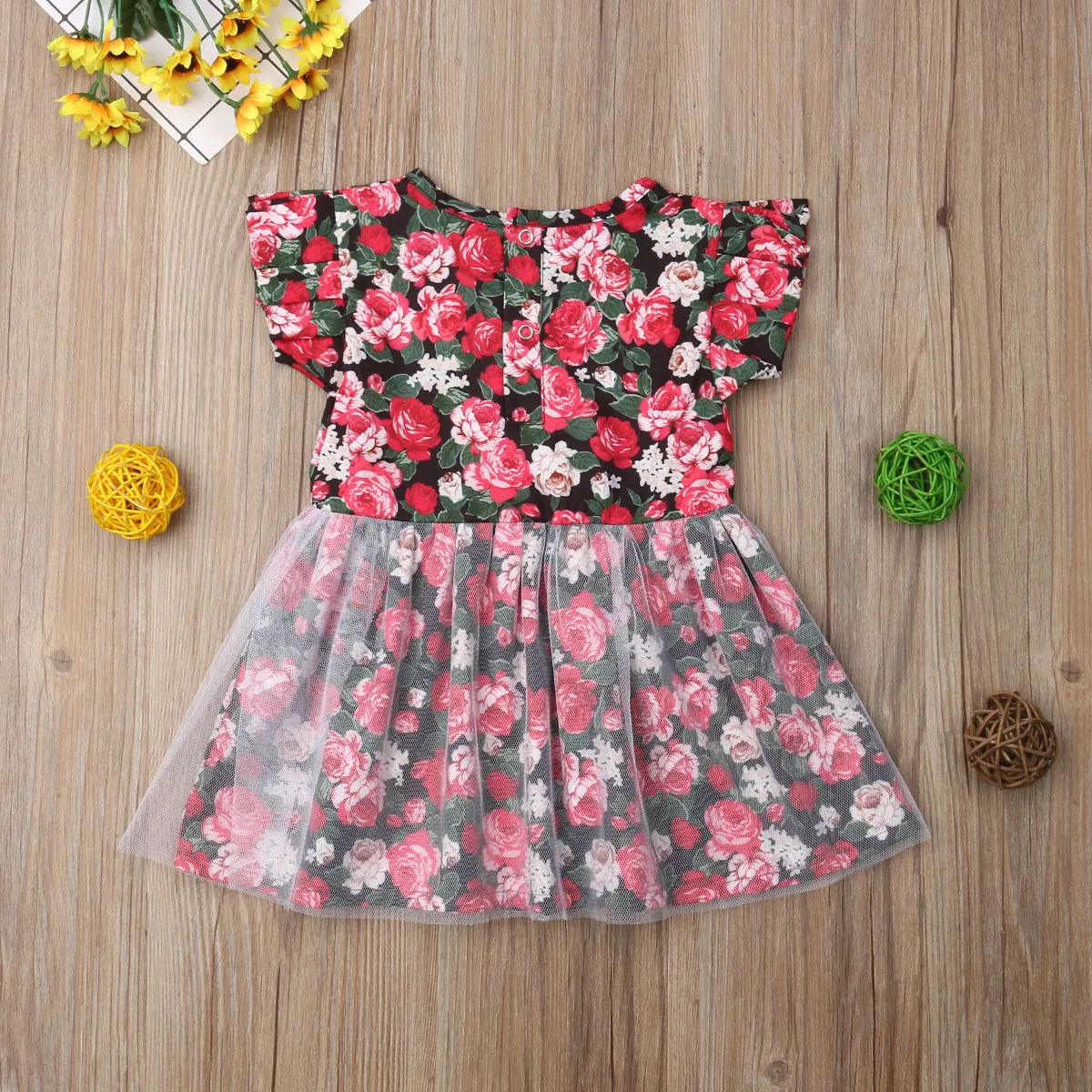 Toddler Kid Baby Girl Costume Floral Dress 2019 Summer Sleeveless Button Lace Tutu Party Dresses Outfit | Детская одежда и обувь