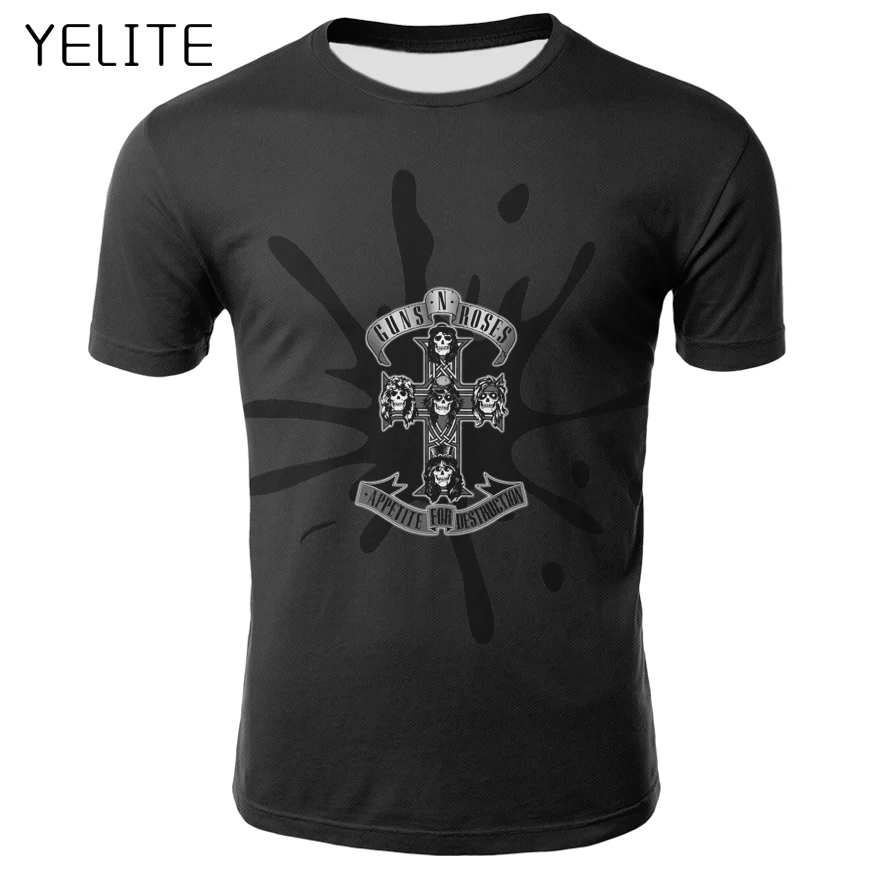 YELITE знаменитая рок группа guns N Roses Мужская футболка хип хоп Уличная с коротким