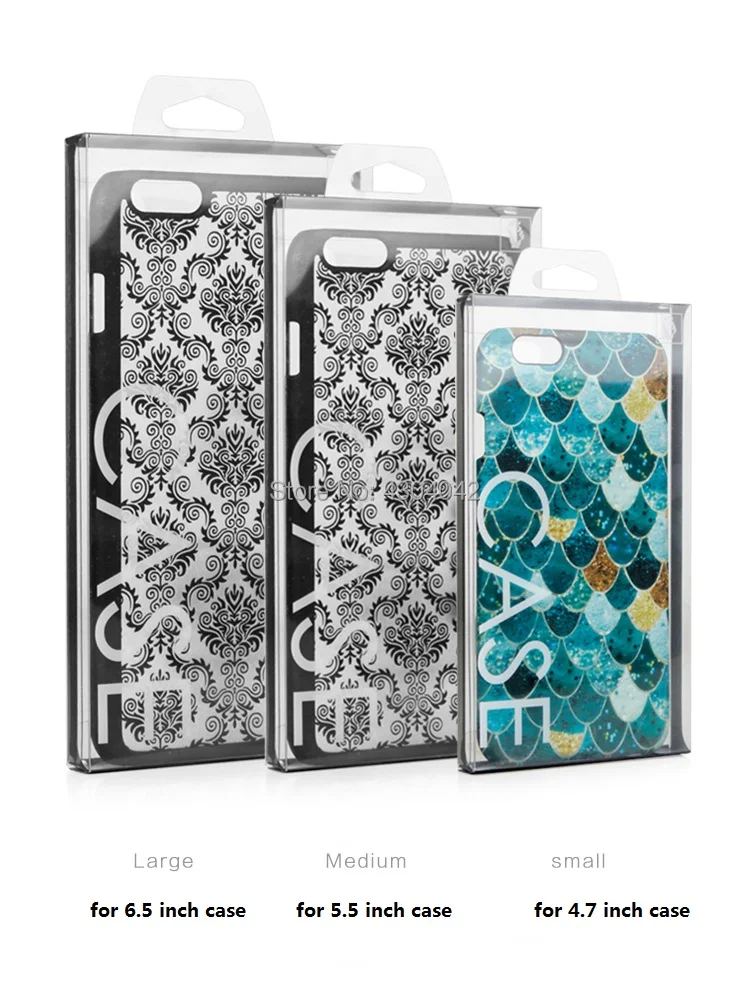 

Fashion Blister PVC Plastic Black Clear Retail Packaging Packing Box For iPhone 8 7 6 4.7 5.5 Mobile Phone Case 300pcs