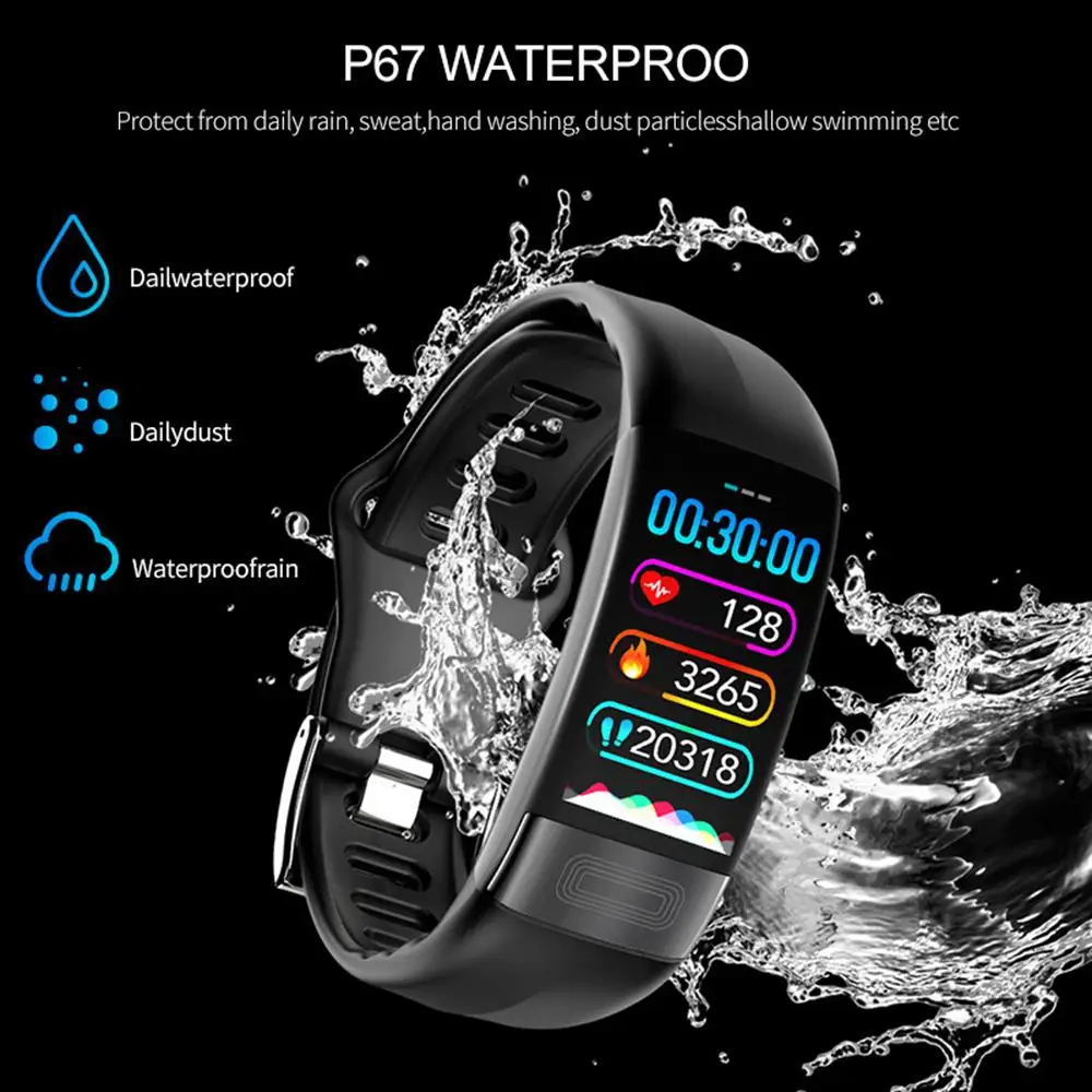 Smart Bracelet Waterproof ECG+HRV Band Message Heart Rate Fitness Vibration Alert Wristband |