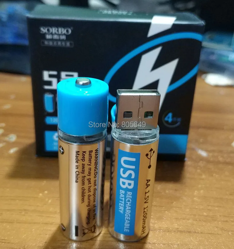 Перезаряжаемый литий ионный USB кабель SORBO 1 5 в AA 1200 мАч|Перезаряжаемые батареи| |