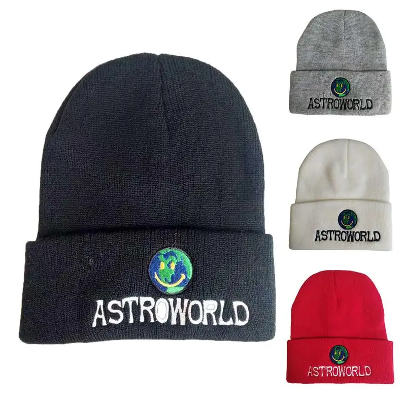 Новинка 2018 вязаная шапка Travi $ Scott Beanie ASTROWORLD теплая зимняя Лыжная с вышивкой Astroworld