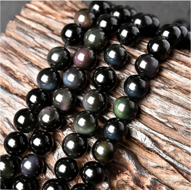Natural Stone Genuine Black Obsidian Gem Beads For Jewelry Making 15&quot | Украшения и аксессуары