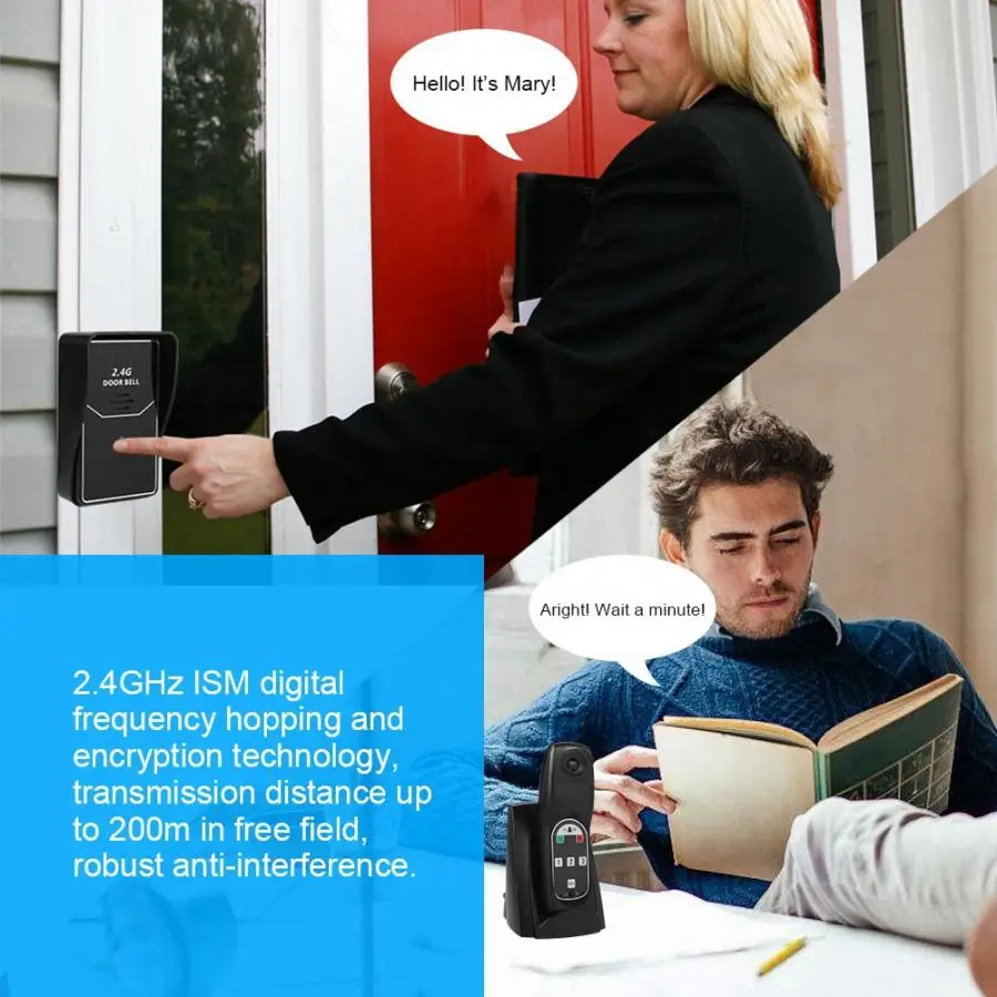 2.4G 3.5in ISM Wireless Door Bell Remote Unlock Digital Voice Intercom System intercomunicador | Безопасность и защита