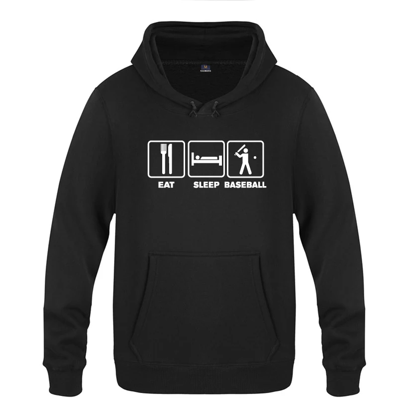 

Eat Sleep Baseball Funny Creative Hoodies Men 2018 Men's Pullover Fleece Hooded Sweatshirts